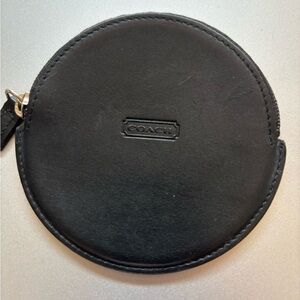 Coach Black Round Leather Coin Pouch